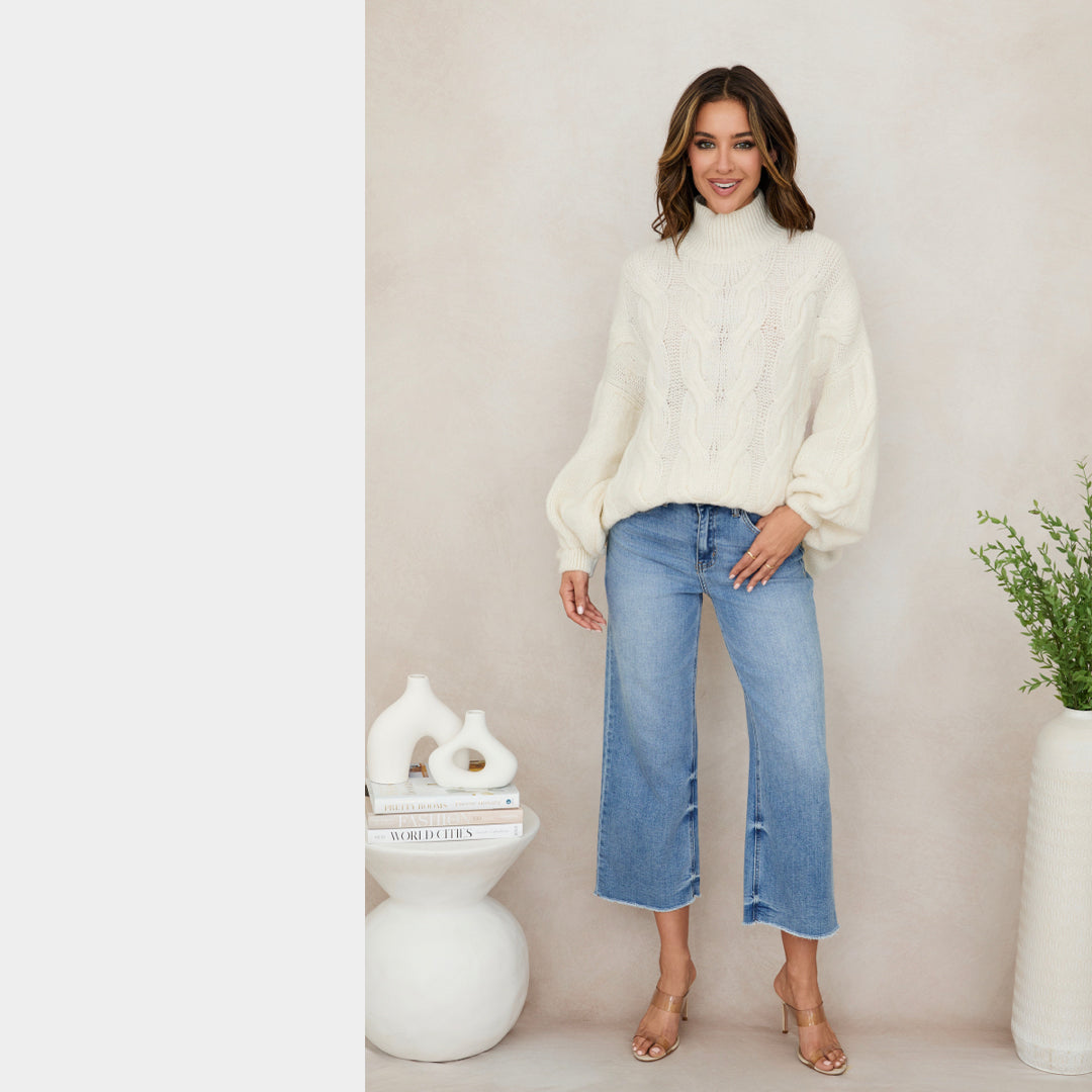 MILIO MILANO - Cascading Cable Knit Sweater