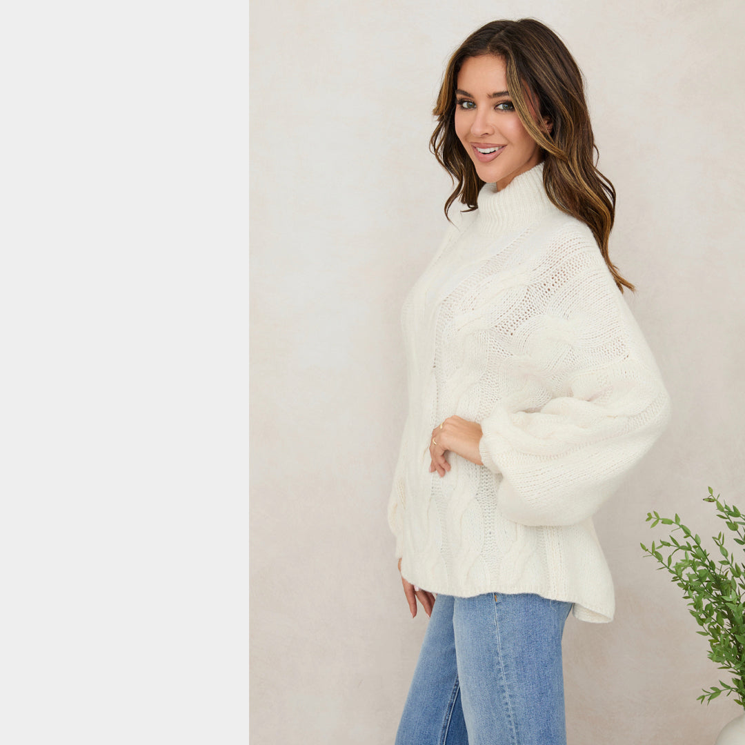 MILIO MILANO - Cascading Cable Knit Sweater